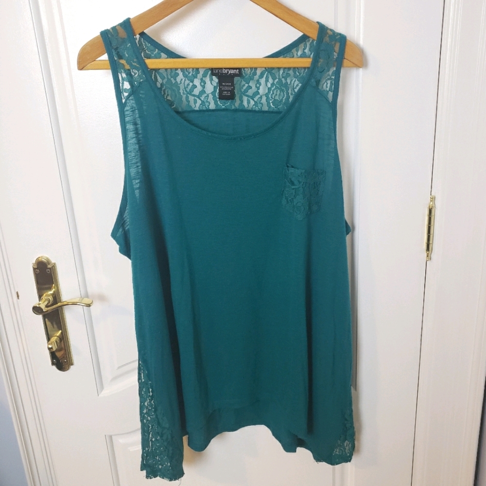 Lane Bryant Tank Top Shark Bite Hem Lace Details